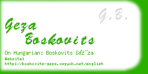 geza boskovits business card